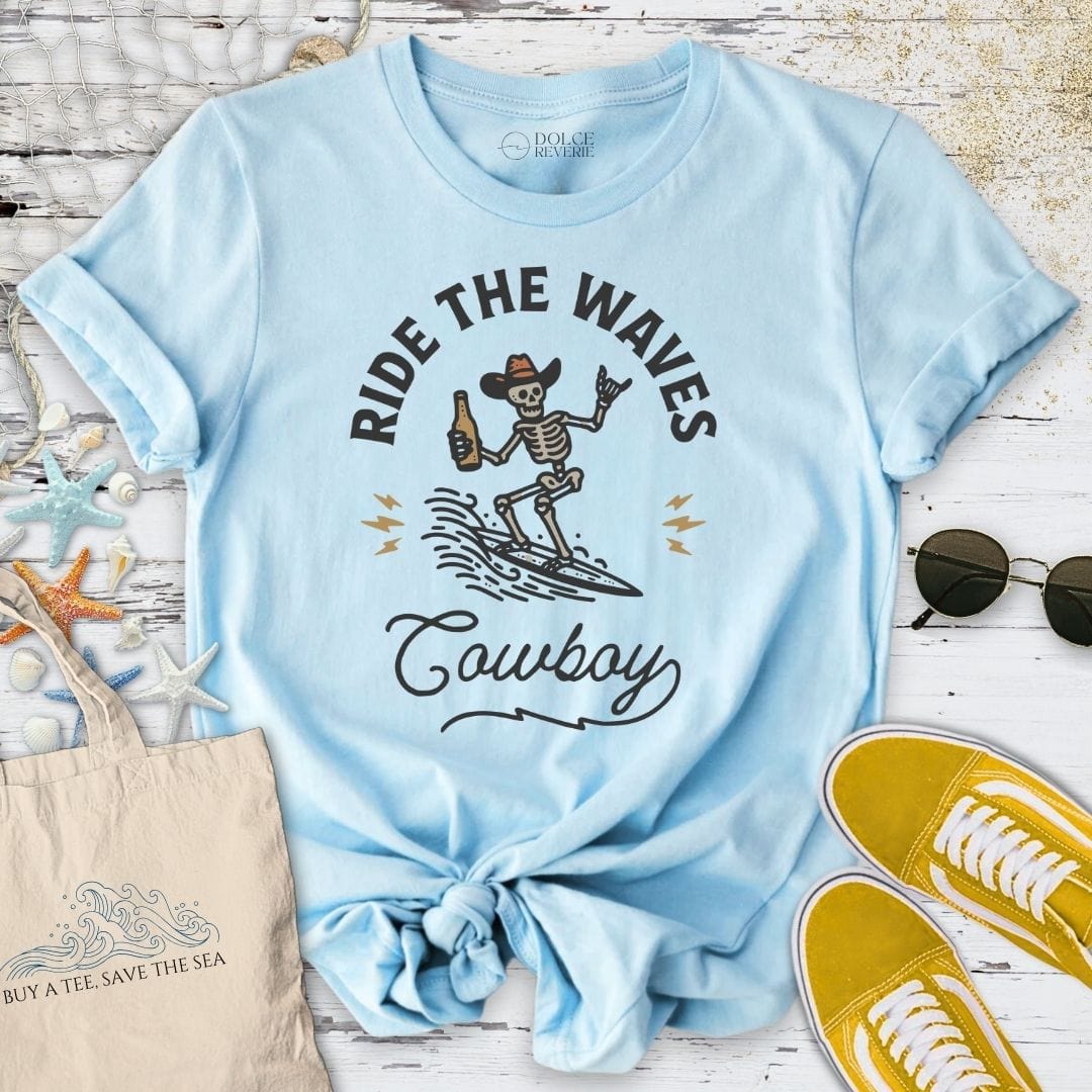 Ride The Waves T-Shirt Light Blue / S