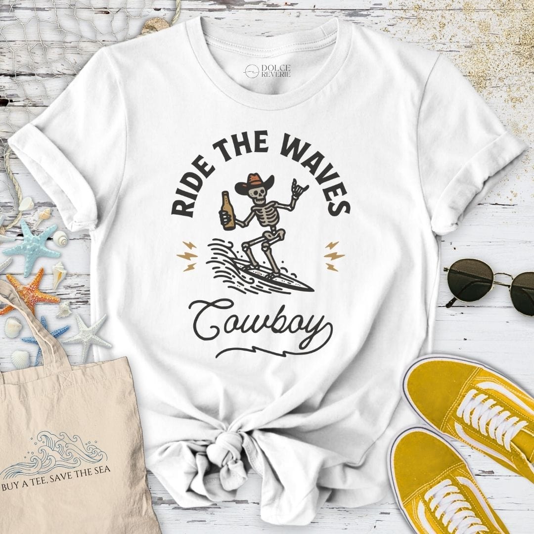 Ride The Waves T-Shirt White / S