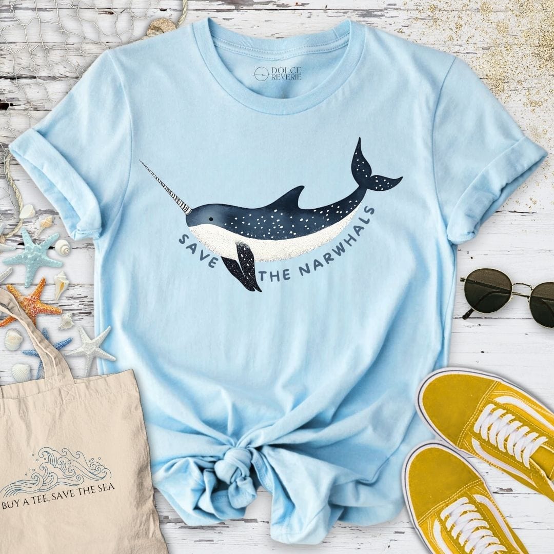 Save The Narwhals T-Shirt Light Blue / S