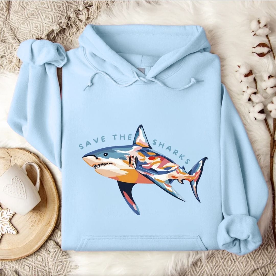Save The Sharks Hoodie Light Blue / S