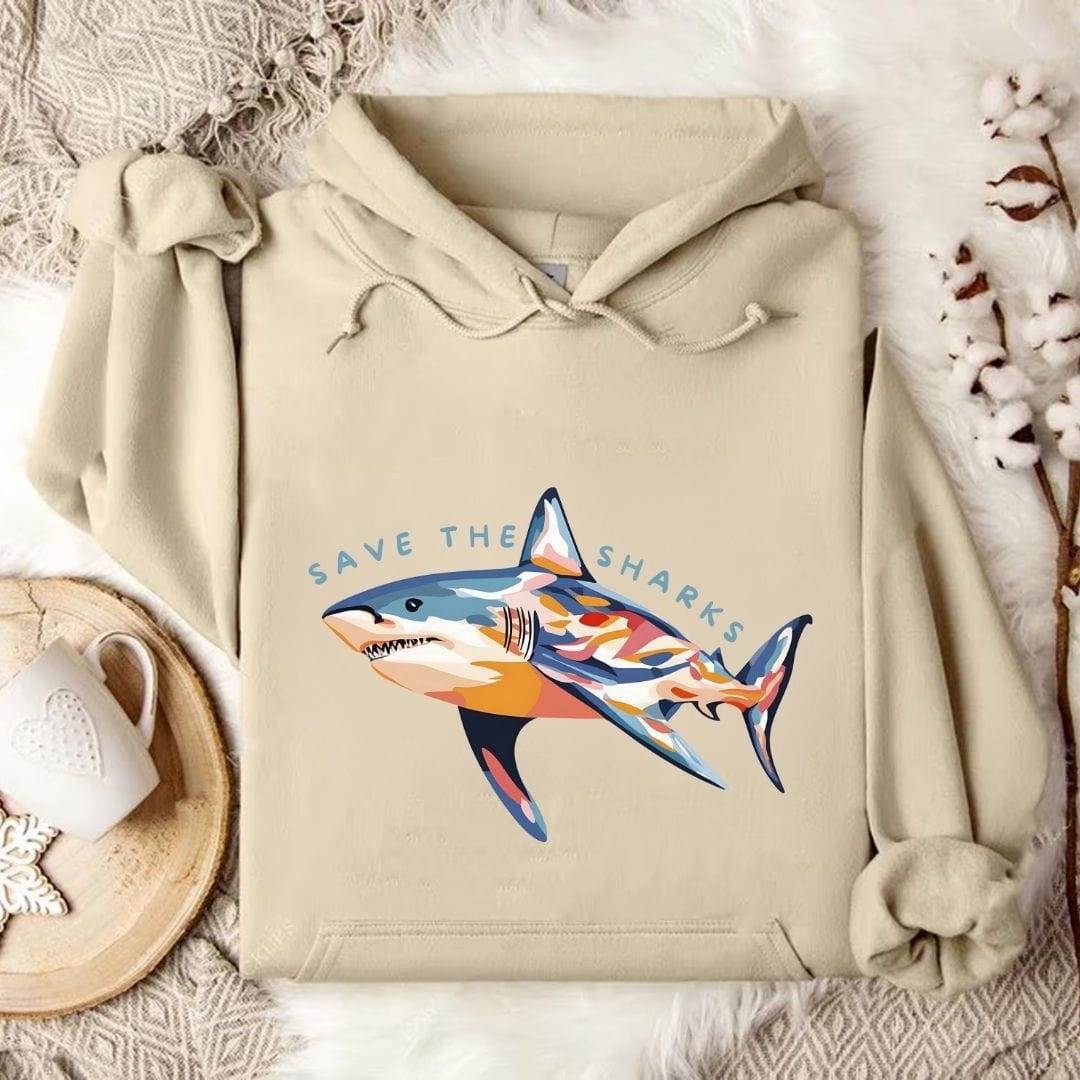 Save The Sharks Hoodie Sand / S