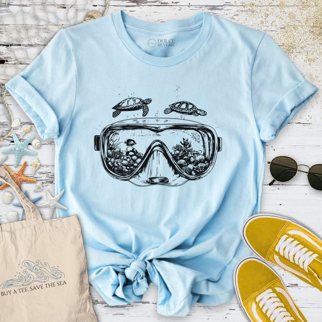 Scuba Diving Mask T-Shirt Light Blue / S