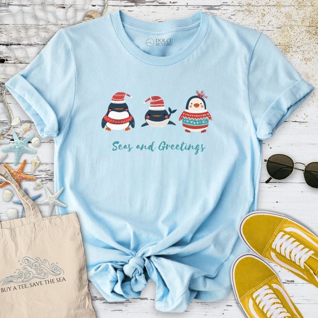 Seas and Greetings T-Shirt Light Blue / S