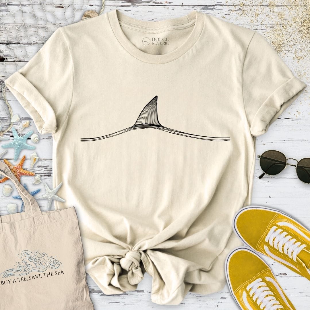 Shark Fin Line Art T-Shirt Natural / S