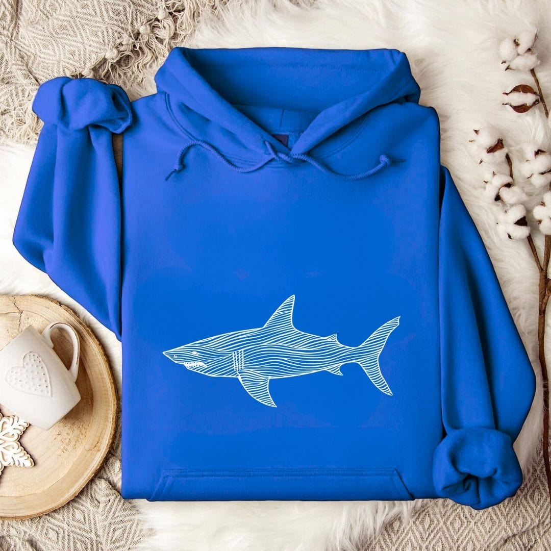 Shark Line Art Hoodie Royal / S