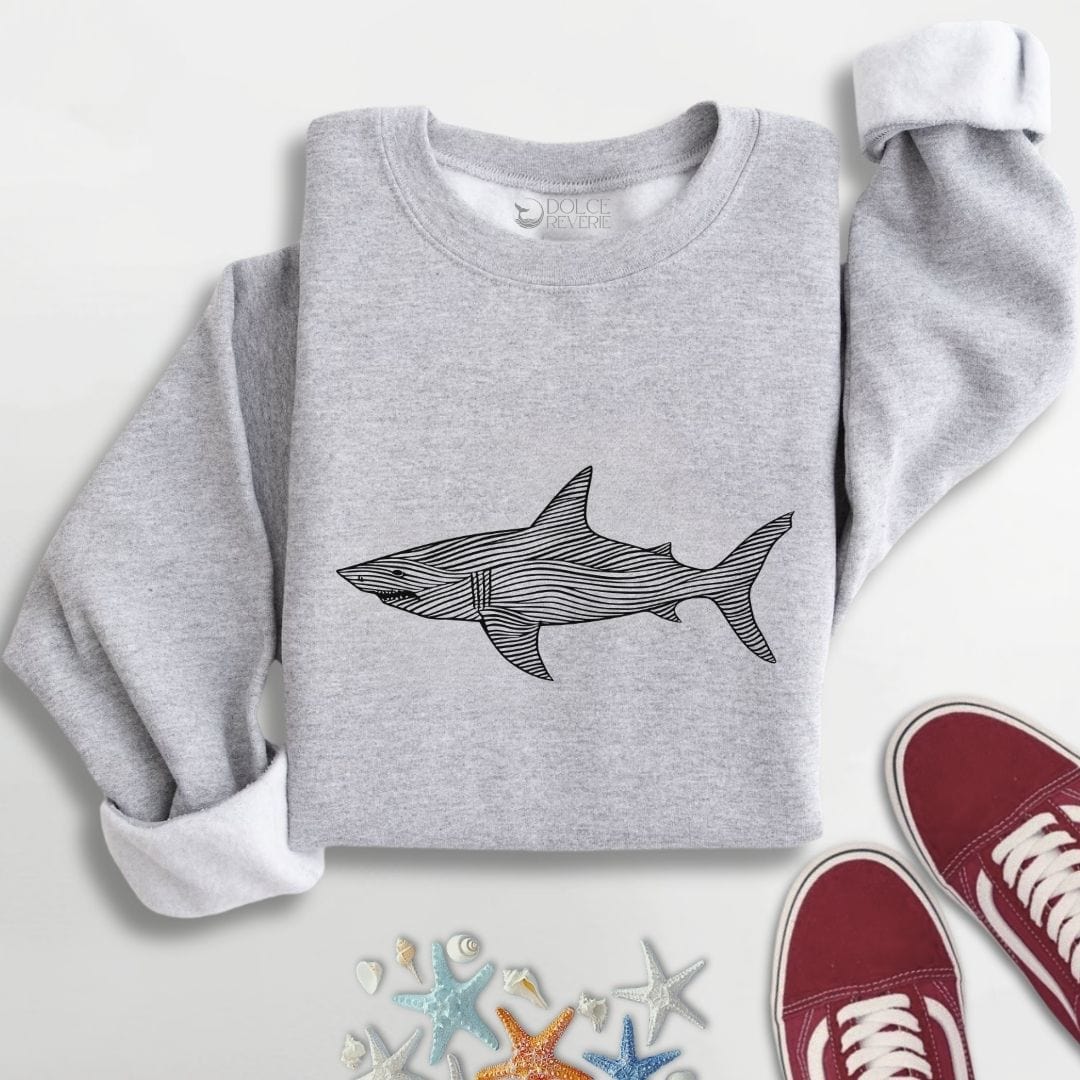 Shark Line Art Sweatshirt S / Sport Grey