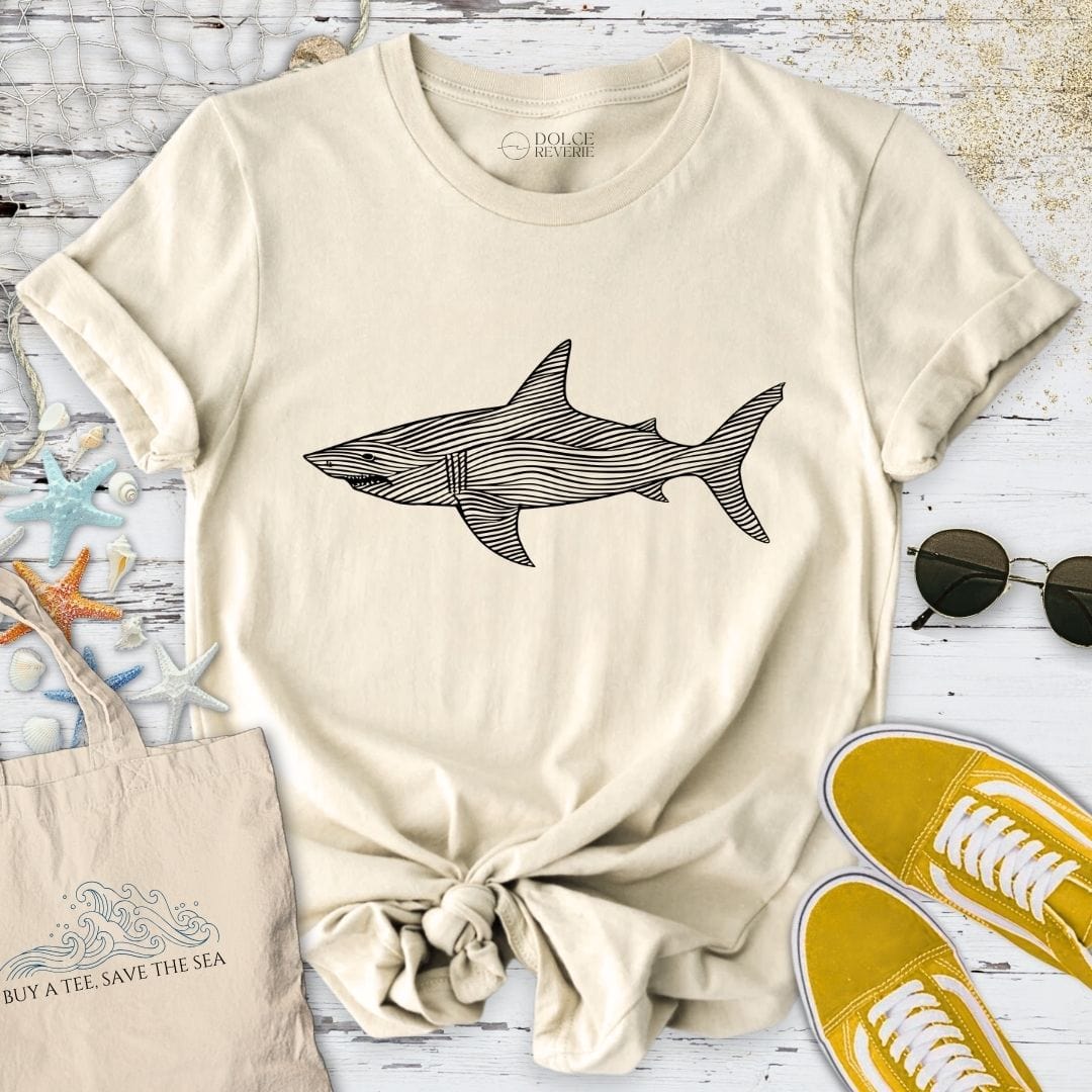 Shark Line Art T-Shirt Natural / S