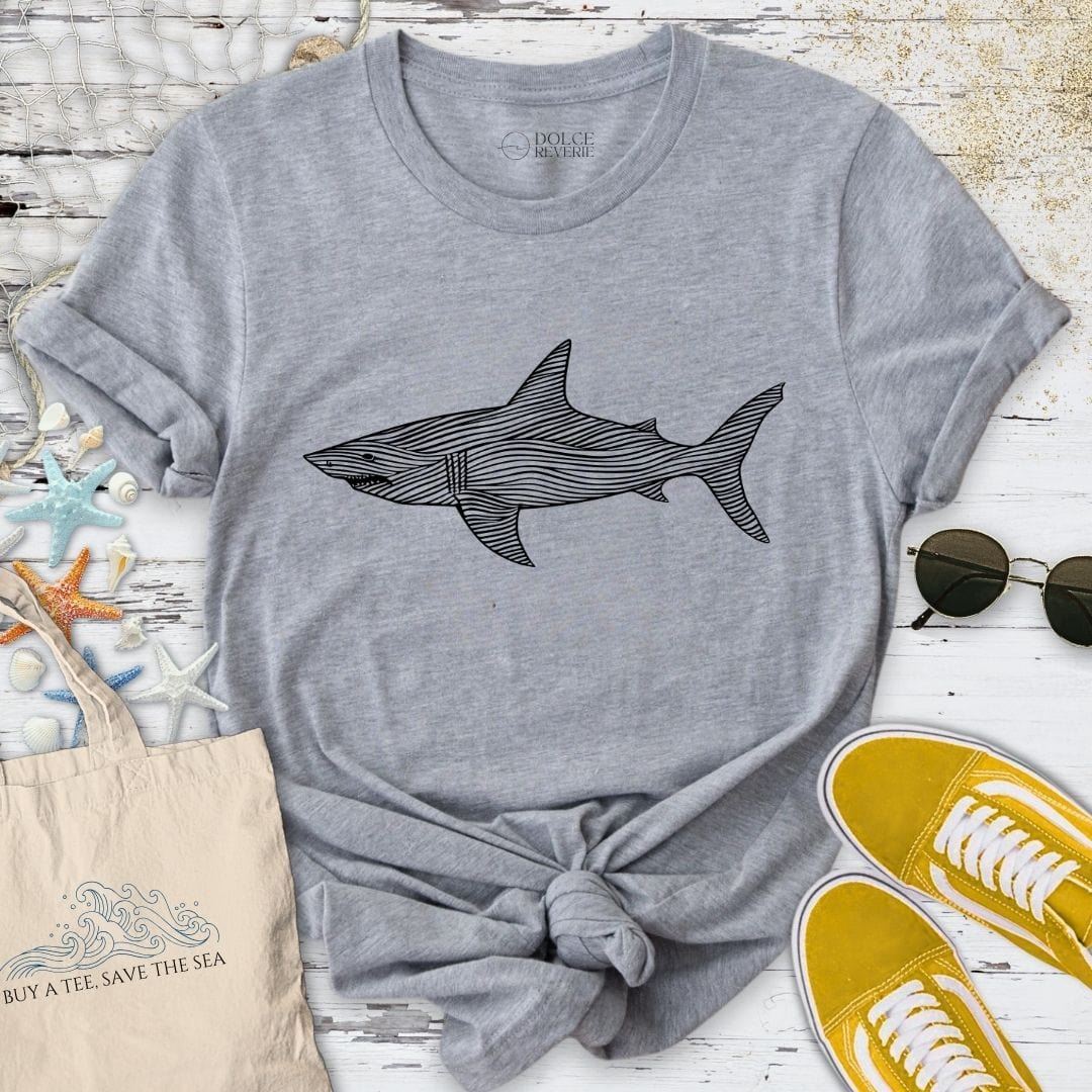 Shark Line Art T-Shirt Sport Grey / S