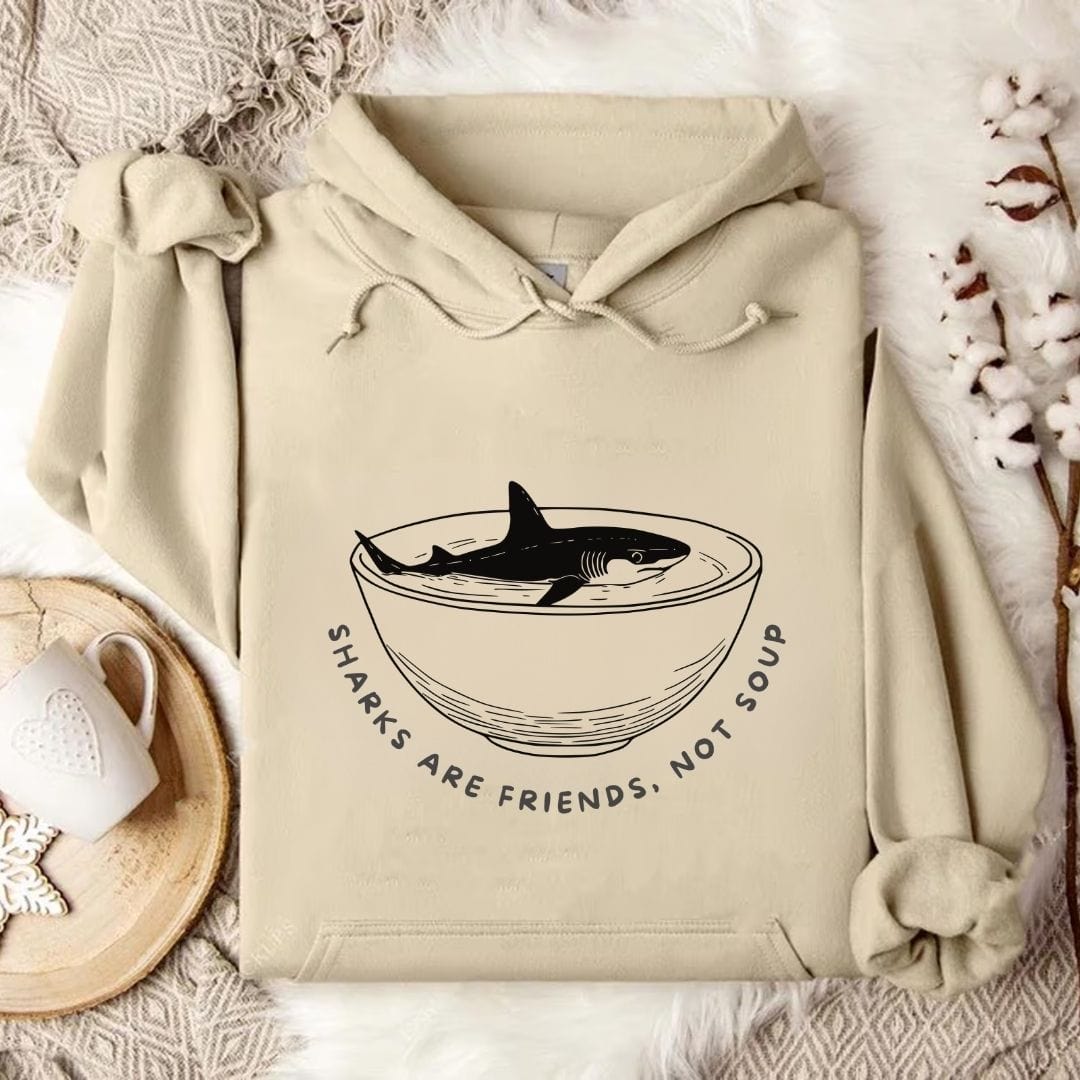 Sharks Are Friends Hoodie Sand / S
