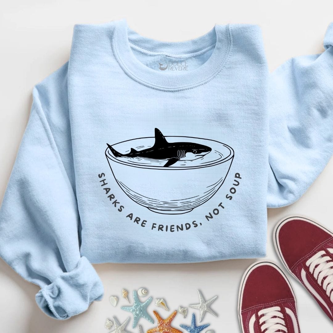 Sharks Are Friends Sweatshirt S / Light Blue