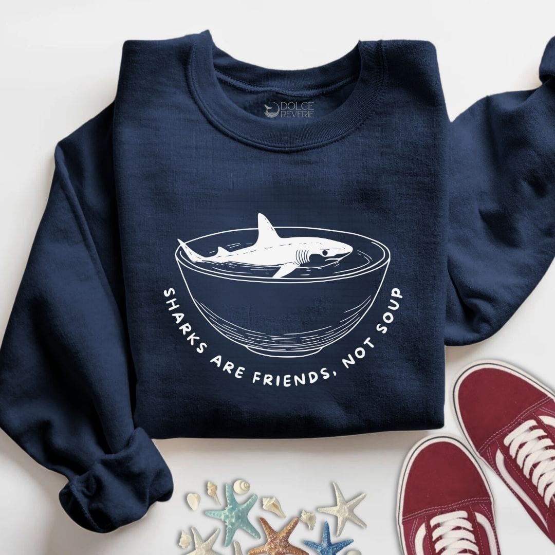 Sharks Are Friends Sweatshirt S / Navy