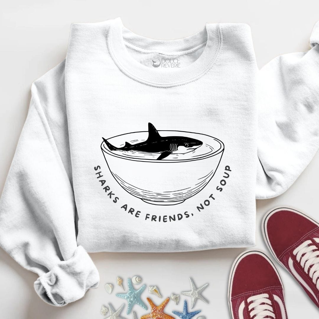 Sharks Are Friends Sweatshirt S / White