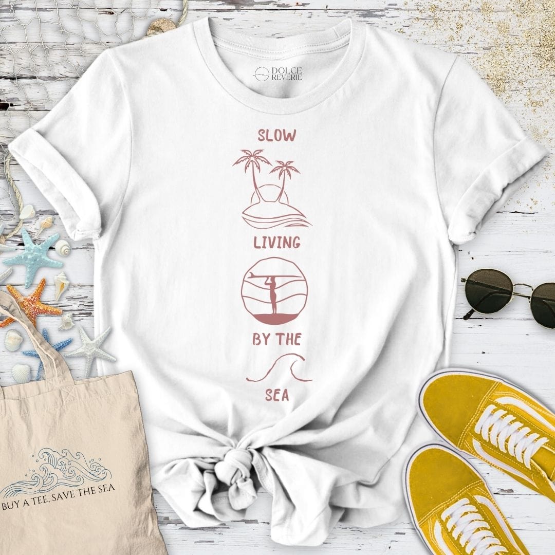 Slow Living By The Sea T-Shirt White / S