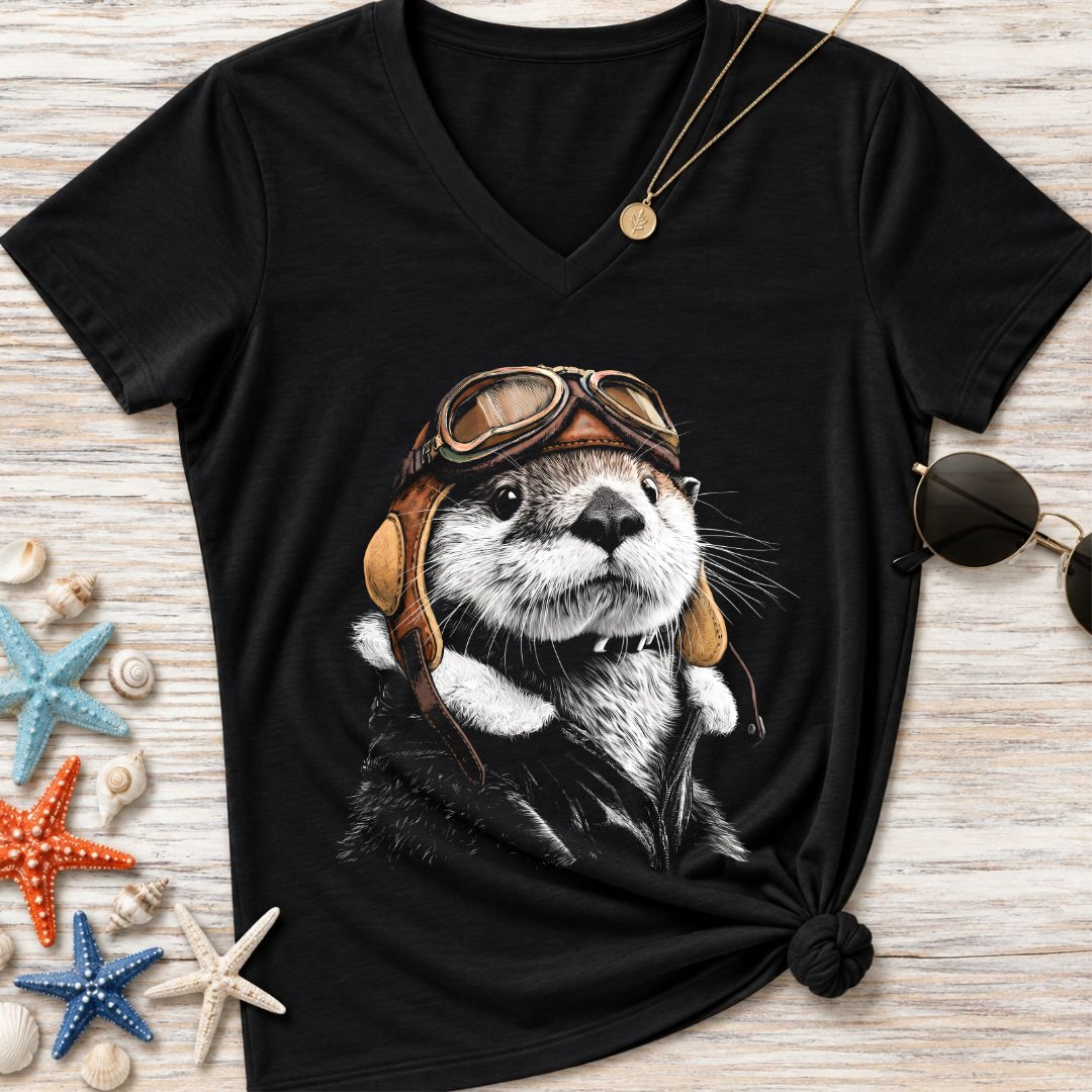 Aviator Otter Women's V-Neck T-Shirt