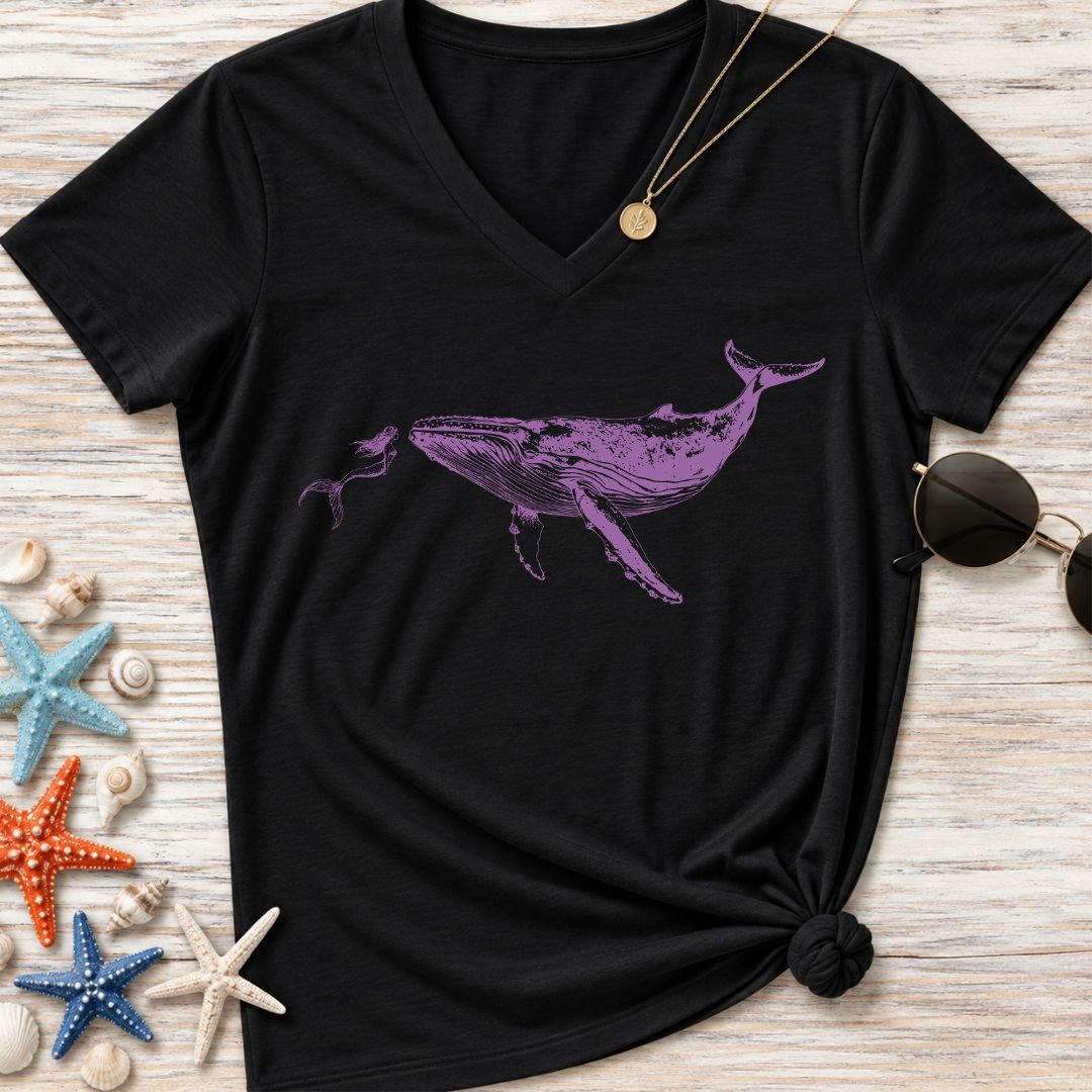 Mermaid & Whale Women's V-Neck T-Shirt