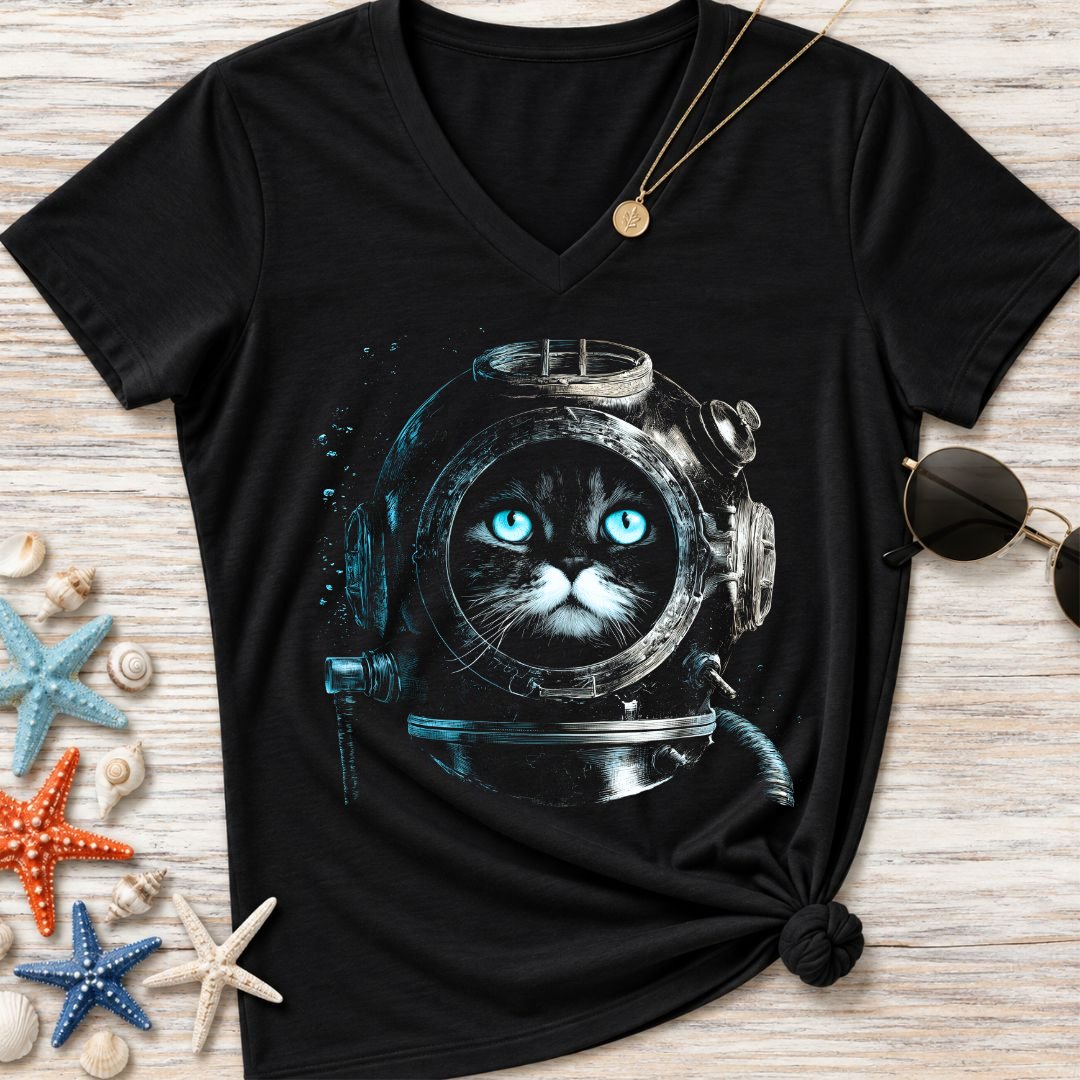 Deep Diver Cat Women's V-Neck T-Shirt
