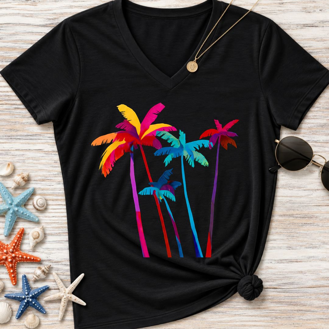Artistic Palm Trees Women's V-Neck T-Shirt