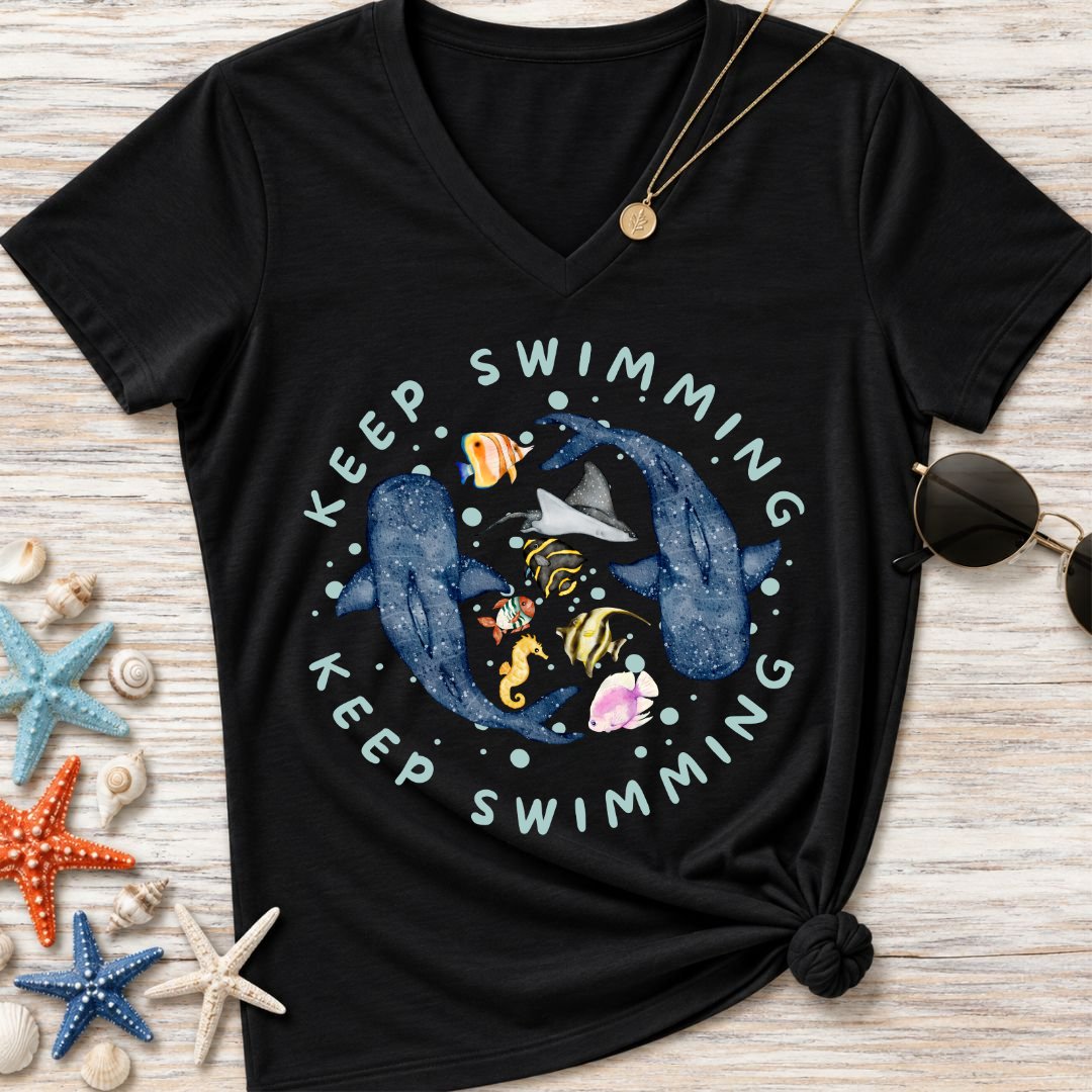 Keep Swimming Women's V-Neck T-Shirt