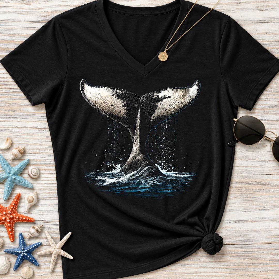 Humpback Whale Tail Women's V-Neck T-Shirt