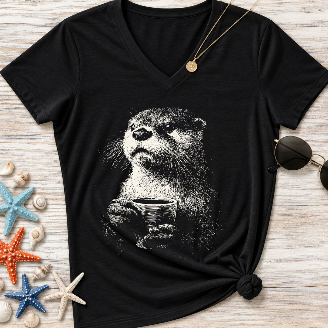 Coffee Otter Women's V-Neck T-Shirt
