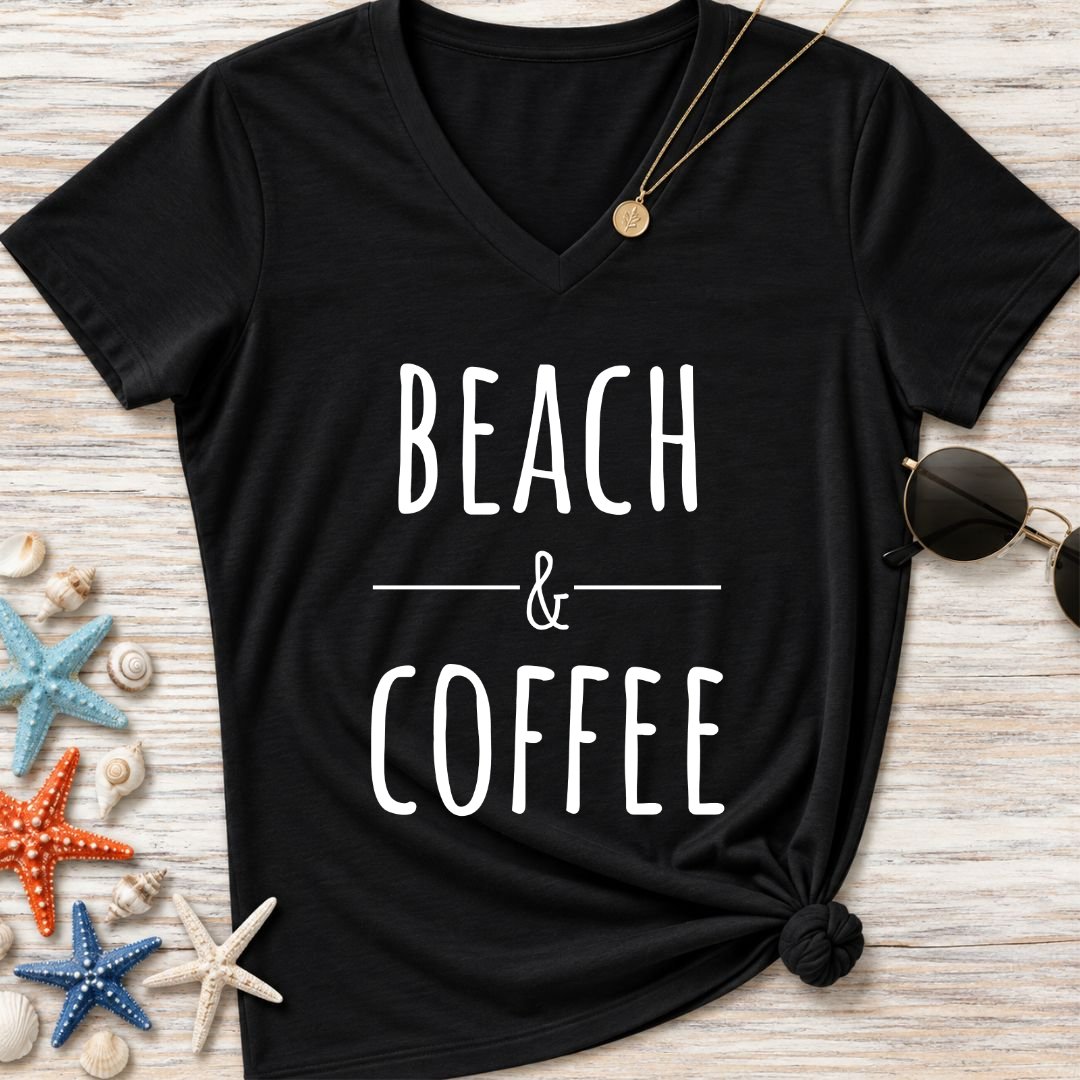 Beach & Coffee Women's V-Neck T-Shirt