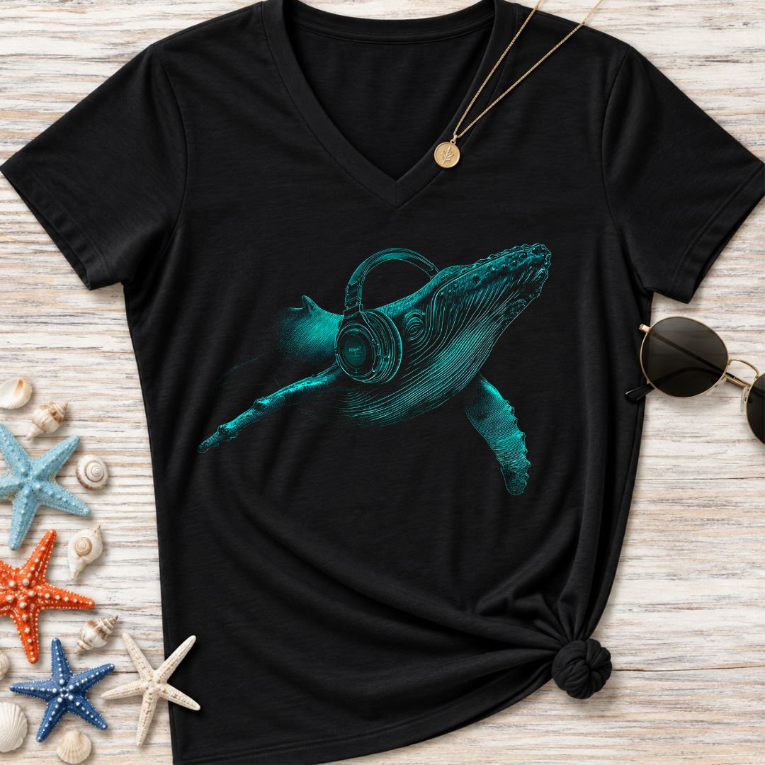Melody Whale Women's V-Neck T-Shirt