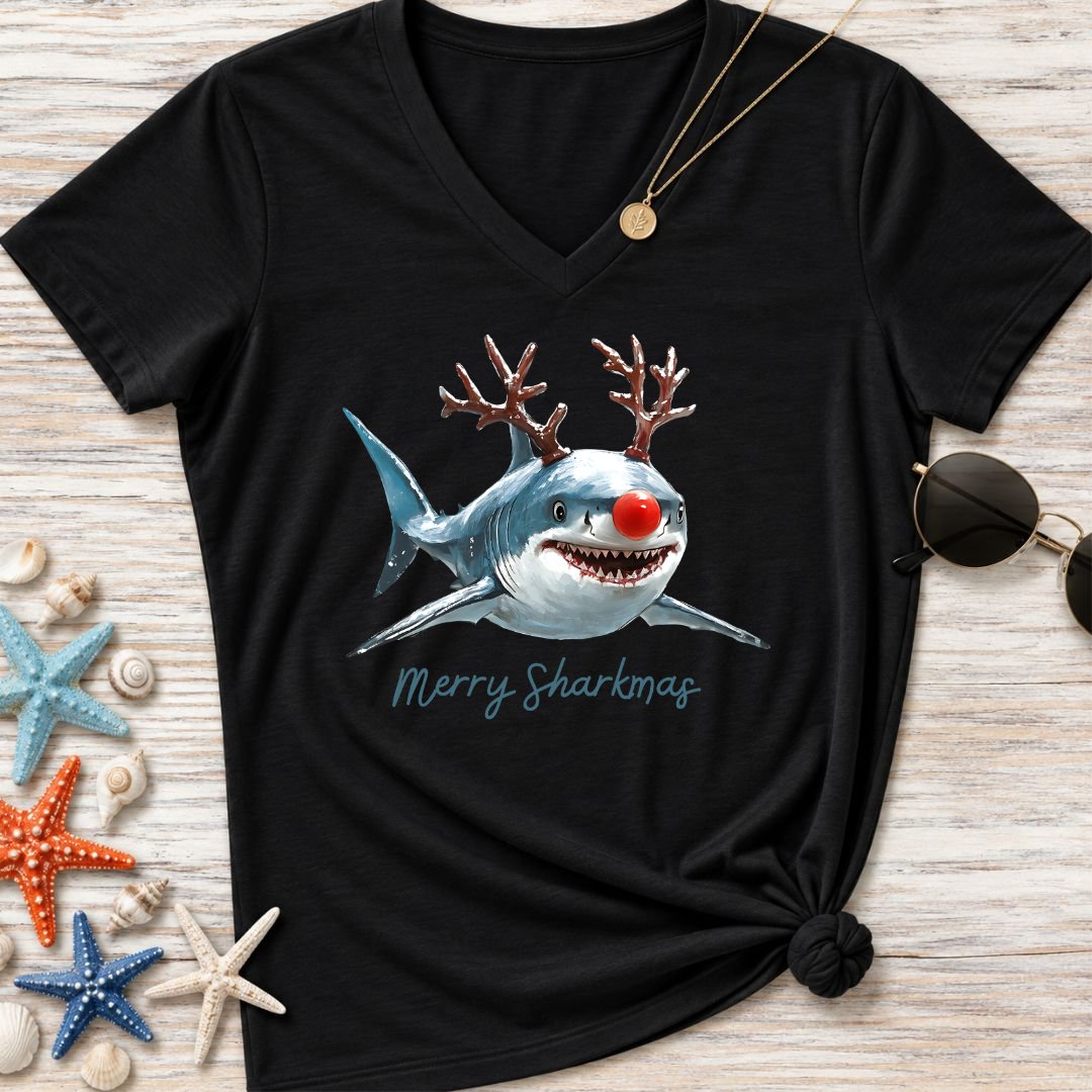 Merry Sharkmas Women's V-Neck T-Shirt