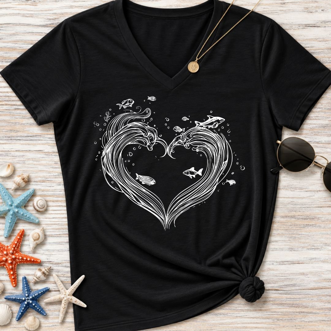 Heart Waves Women's V-Neck T-Shirt