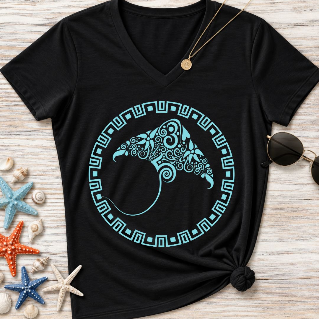 Tribal Manta Women's V-Neck T-Shirt