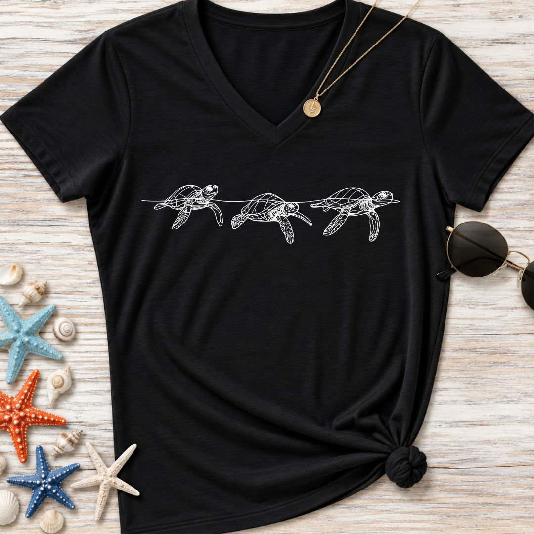 3 Turtles Women's V-Neck T-Shirt