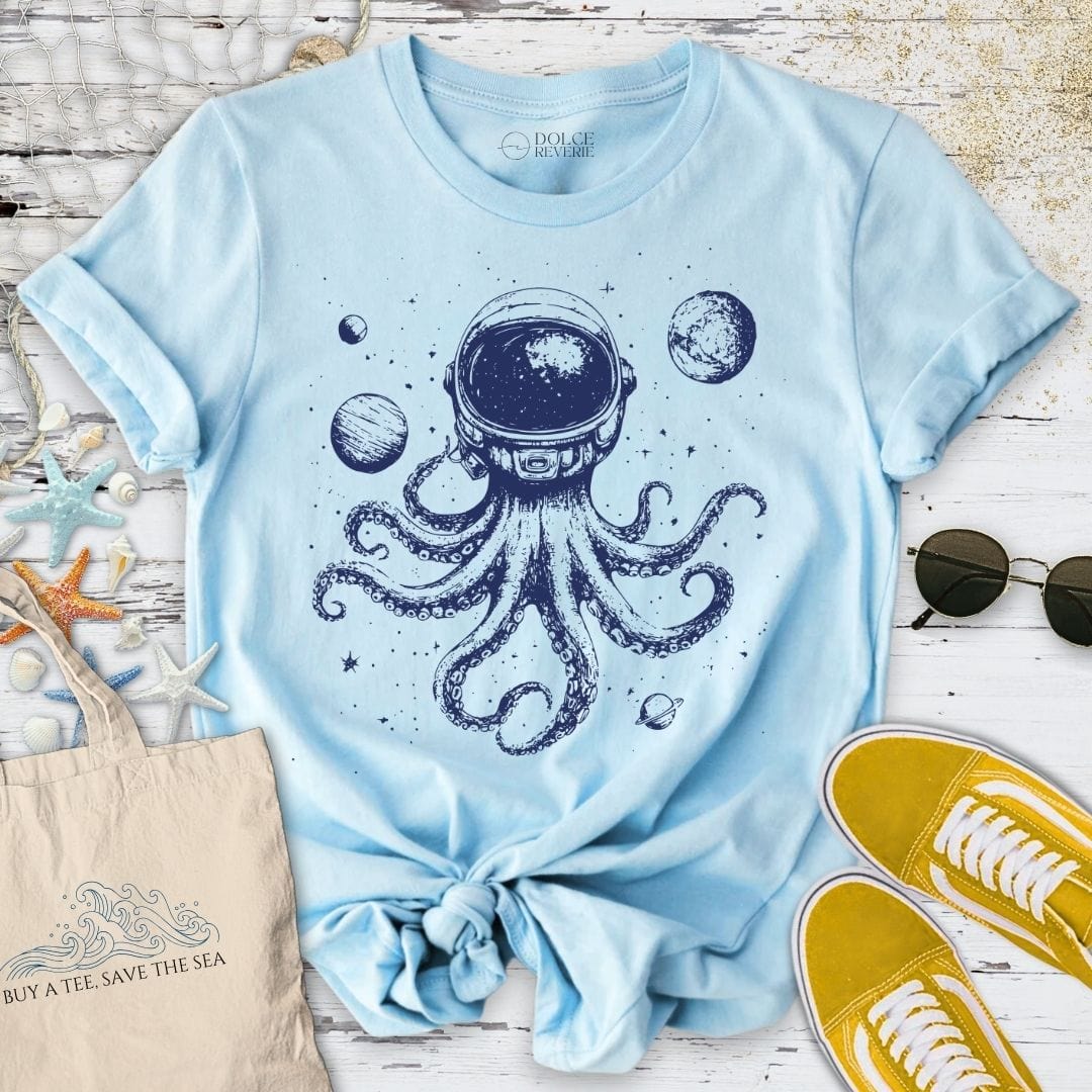 Space Octopus T-Shirt Light Blue / S