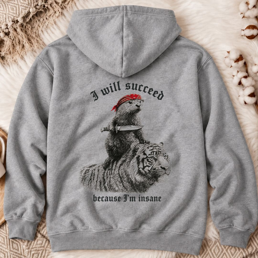 I Will Succeed, Sea Otter Back Print Hoodie