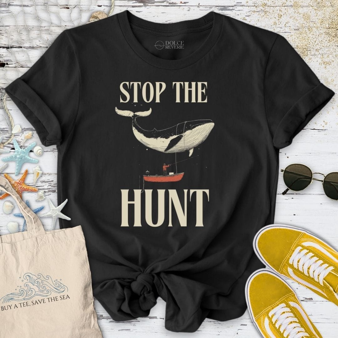 Stop The Hunt, Whale T-Shirt Black / S