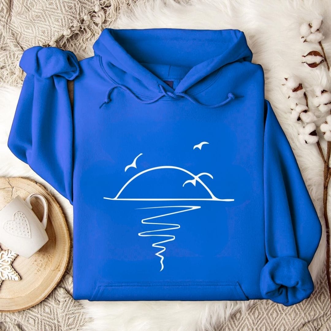 Sunset Line Art Hoodie Royal / S