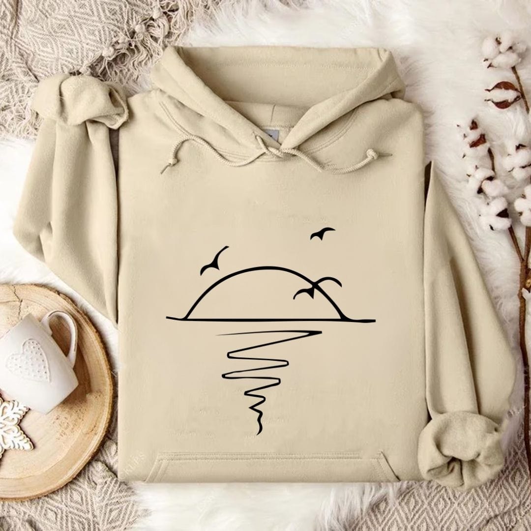 Sunset Line Art Hoodie Sand / S