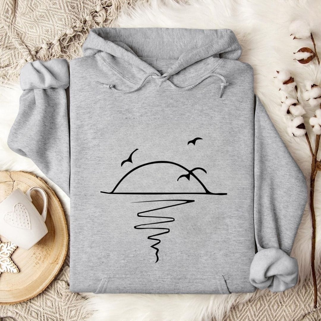Sunset Line Art Hoodie Sport Grey / S