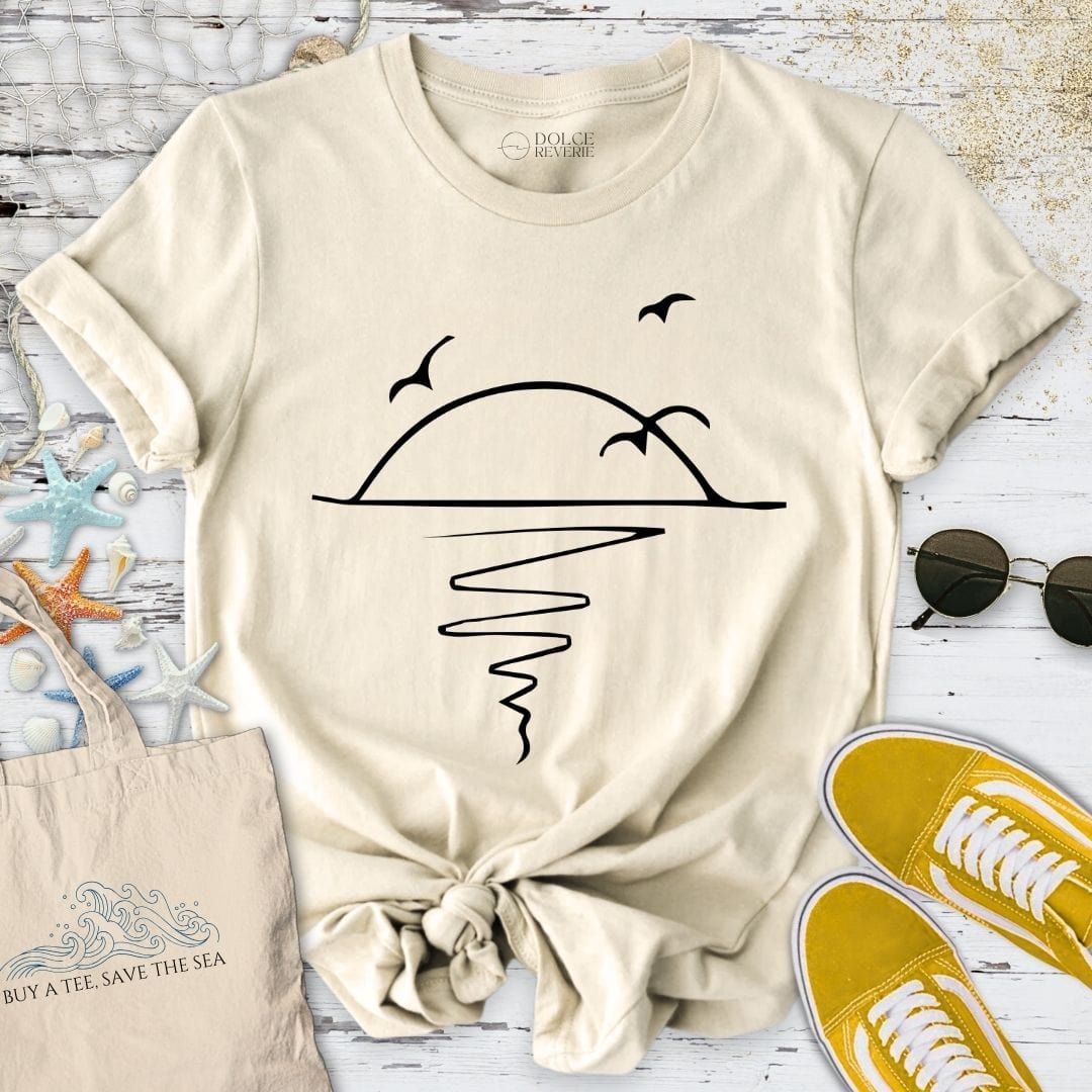 Sunset Line Art T-Shirt Natural / S