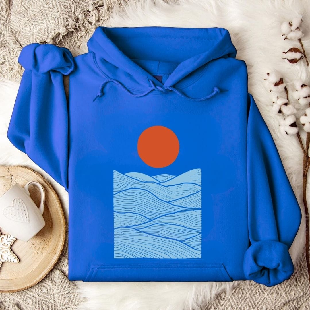Sunset Over The Sea Hoodie Royal / S