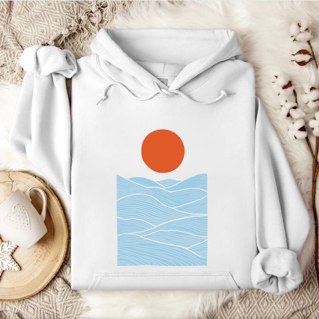 Sunset Over The Sea Hoodie White / S