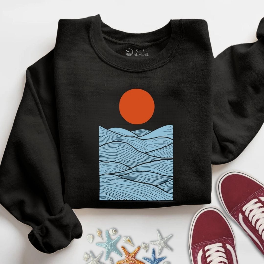 Sunset Over The Sea Sweatshirt S / Black