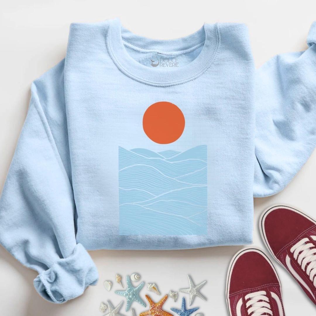 Sunset Over The Sea Sweatshirt S / Light Blue