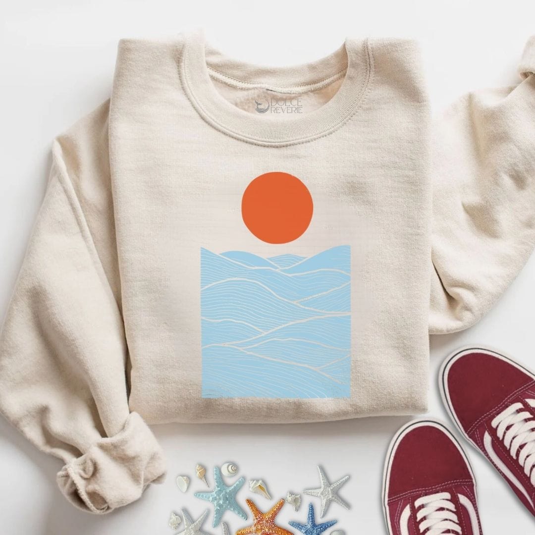 Sunset Over The Sea Sweatshirt S / Sand