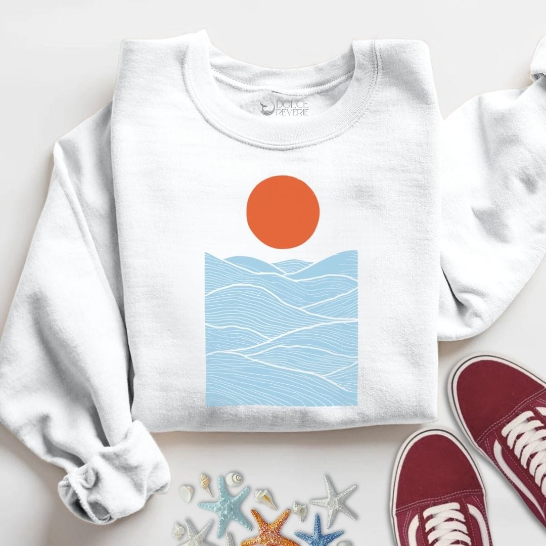 Sunset Over The Sea Sweatshirt S / White