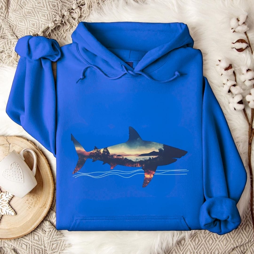 Sunset Shark Hoodie Royal / S