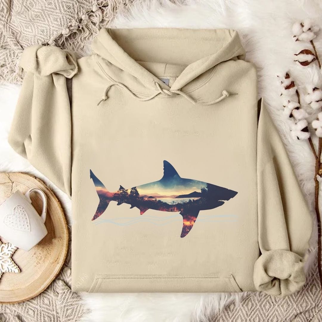 Sunset Shark Hoodie Sand / S