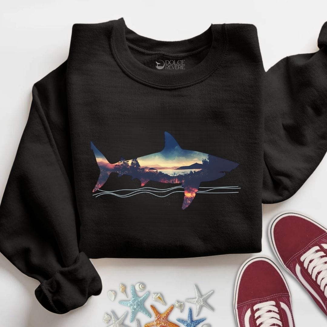Sunset Shark Sweatshirt S / Black