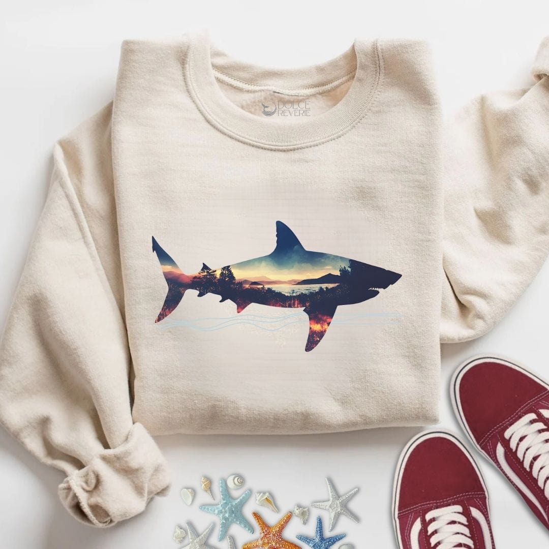 Sunset Shark Sweatshirt S / Sand