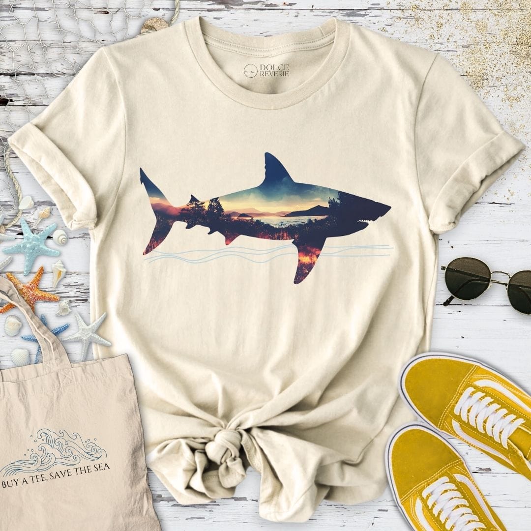 Sunset Shark T-Shirt Natural / S