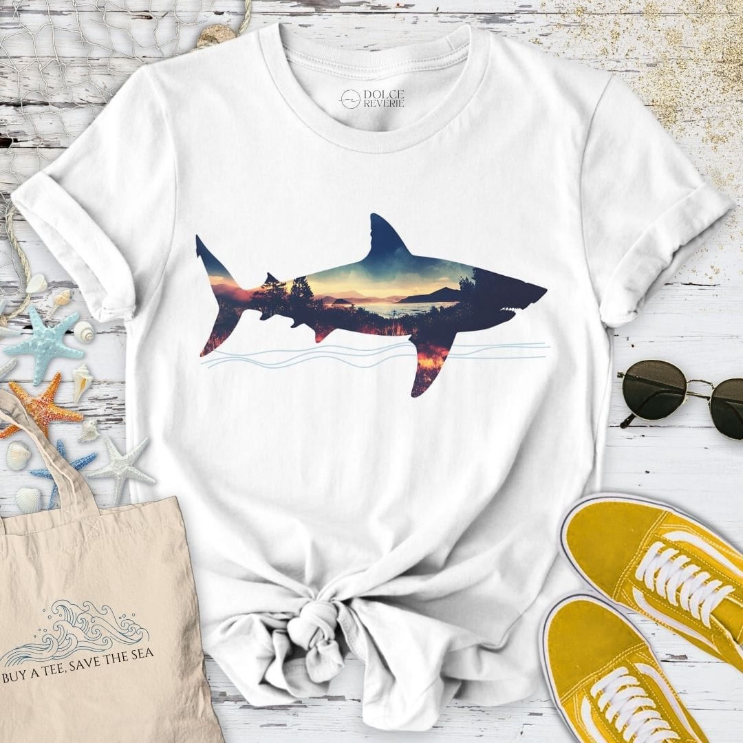 Sunset Shark T-Shirt White / S