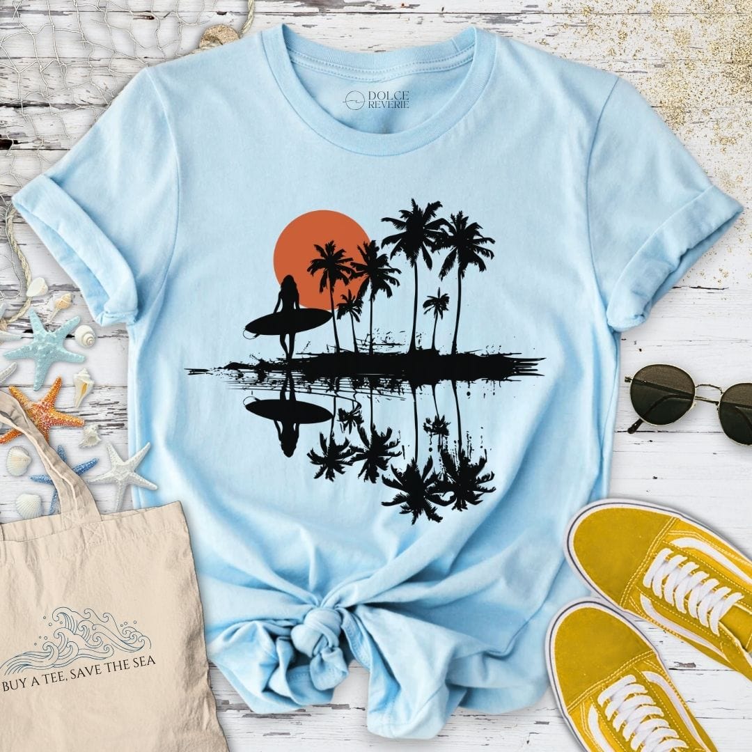 Sunset Surfer T-Shirt Light Blue / S